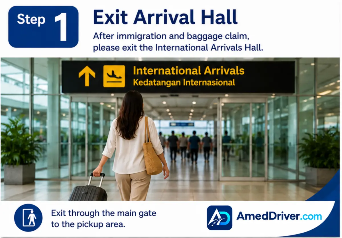 Step 1: exit the international arrivals hall after immigration and baggage claim
