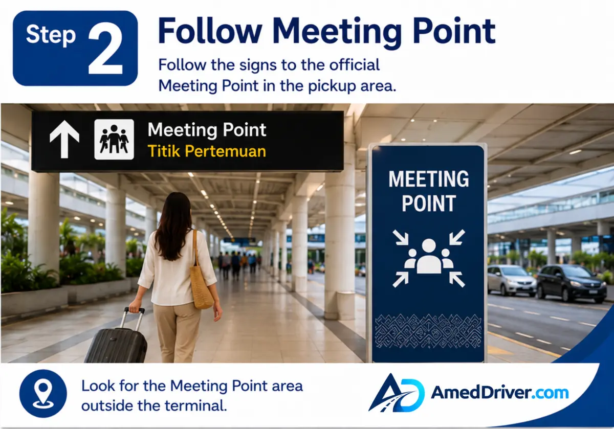 Step 2: continue toward the airport meeting point and pickup area