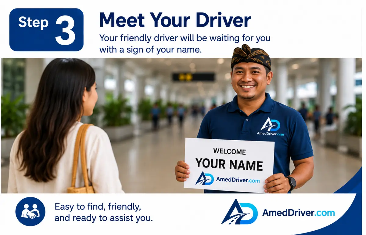 Step 3: meet the Amed Driver holding a guest-name sign