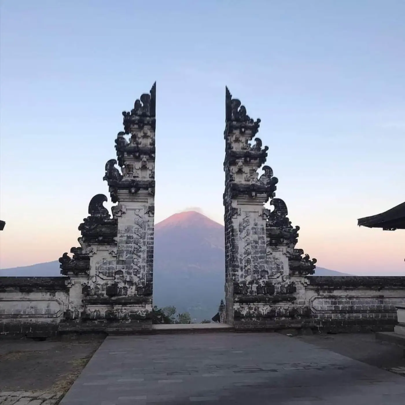 Gates of Heaven at Lempuyang Temple framing Mount Agung
