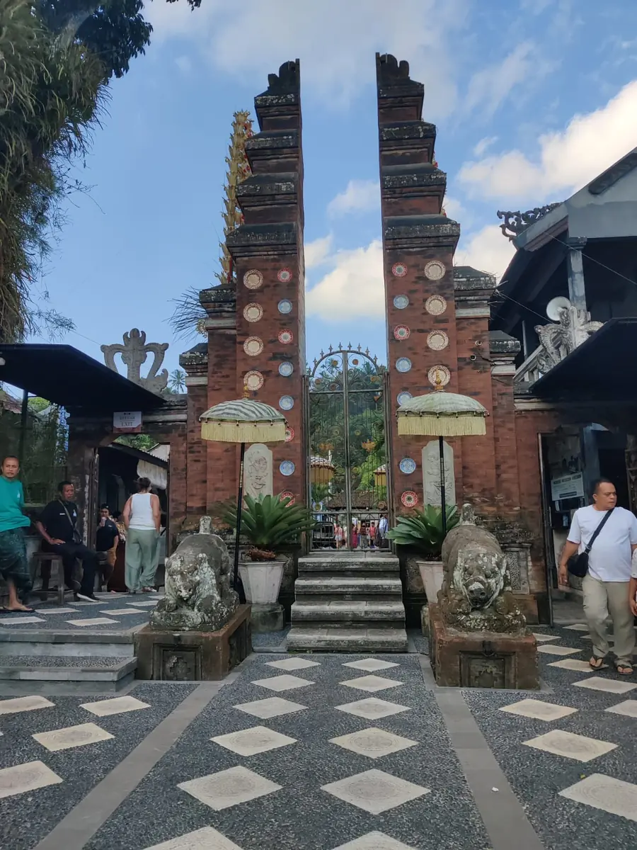 Brick candi bentar split gate at the entrance to Tirta Gangga Water Palace